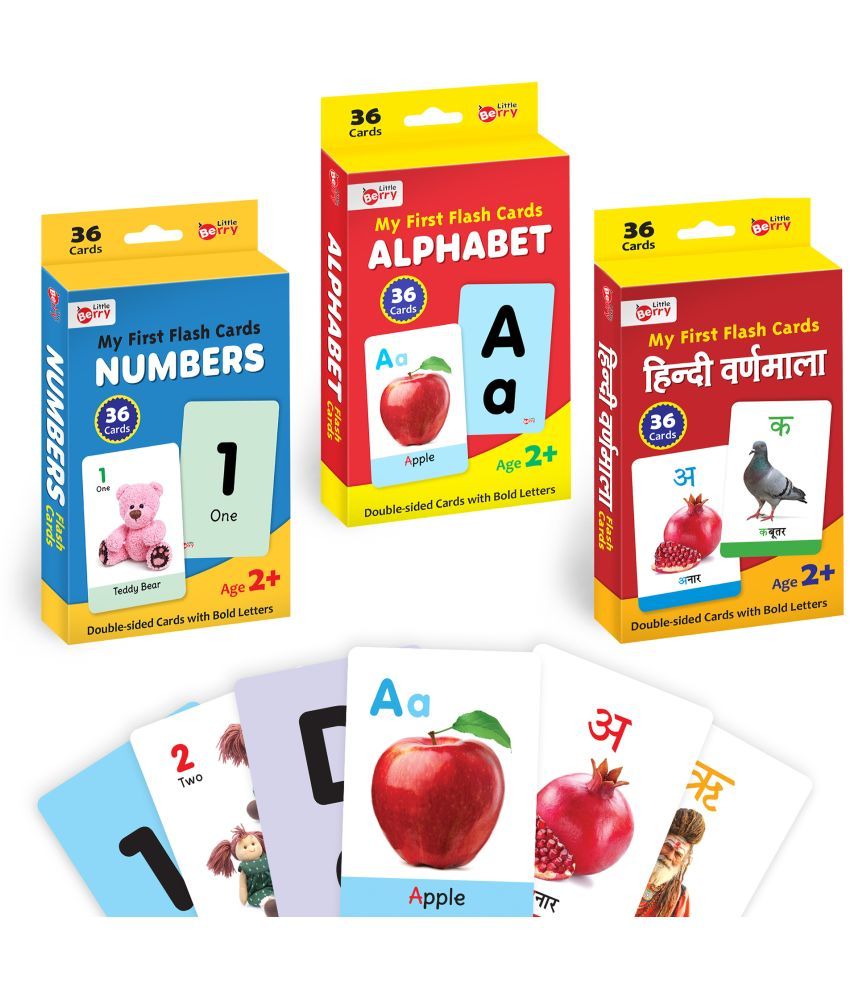     			Little Berry My First Flash Cards for Kids (Combo of 3): Alphabets, Numbers, Hindi Varnamala | 108 Cards for Preschoolers & Toddlers 2-6 Years | Learning Guide & Activities Included