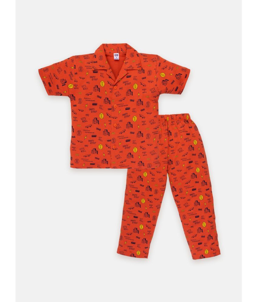     			Nottie planet 100% Cotton Tshirt & Pajama Set ( Orange )