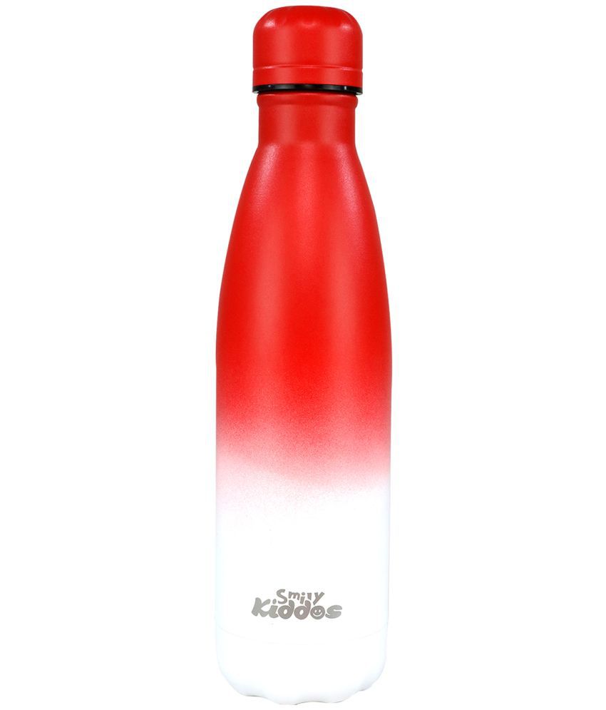     			Smily  kiddos - Steel water bottle matte -Red White Red Water Bottle 500 mL ( Set of 1 )