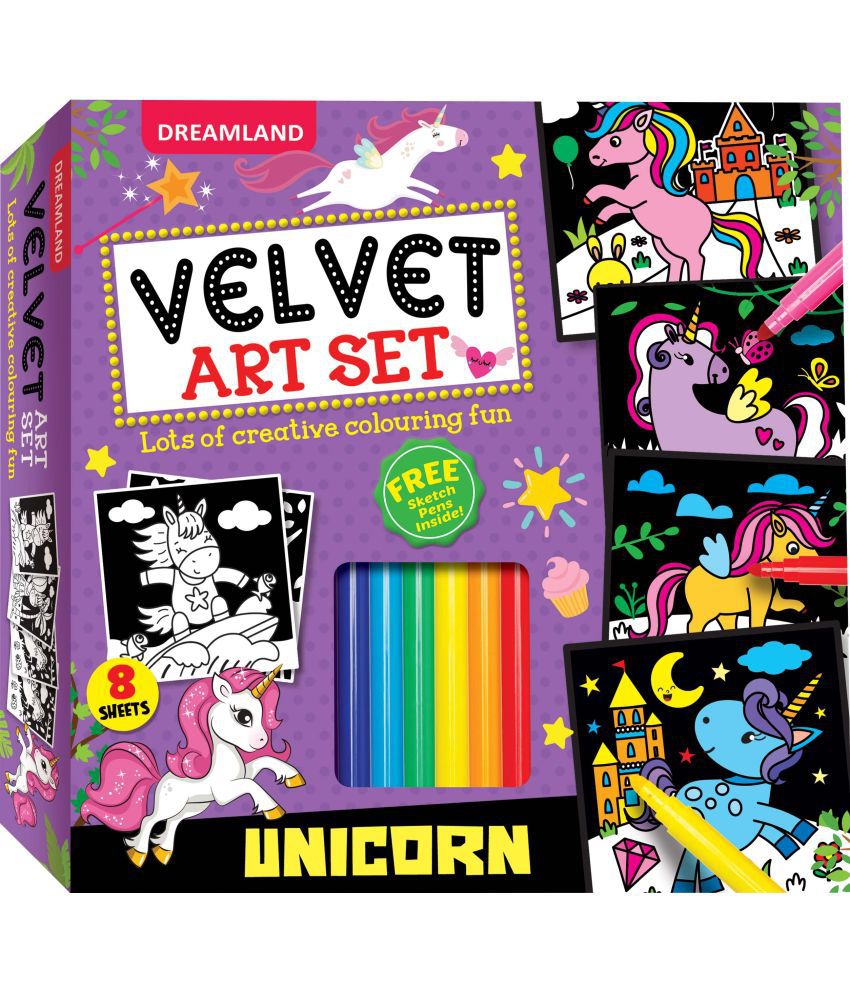     			Unicorn - Velvet Art Set With 8 Sheet + 10 Sketch Pens