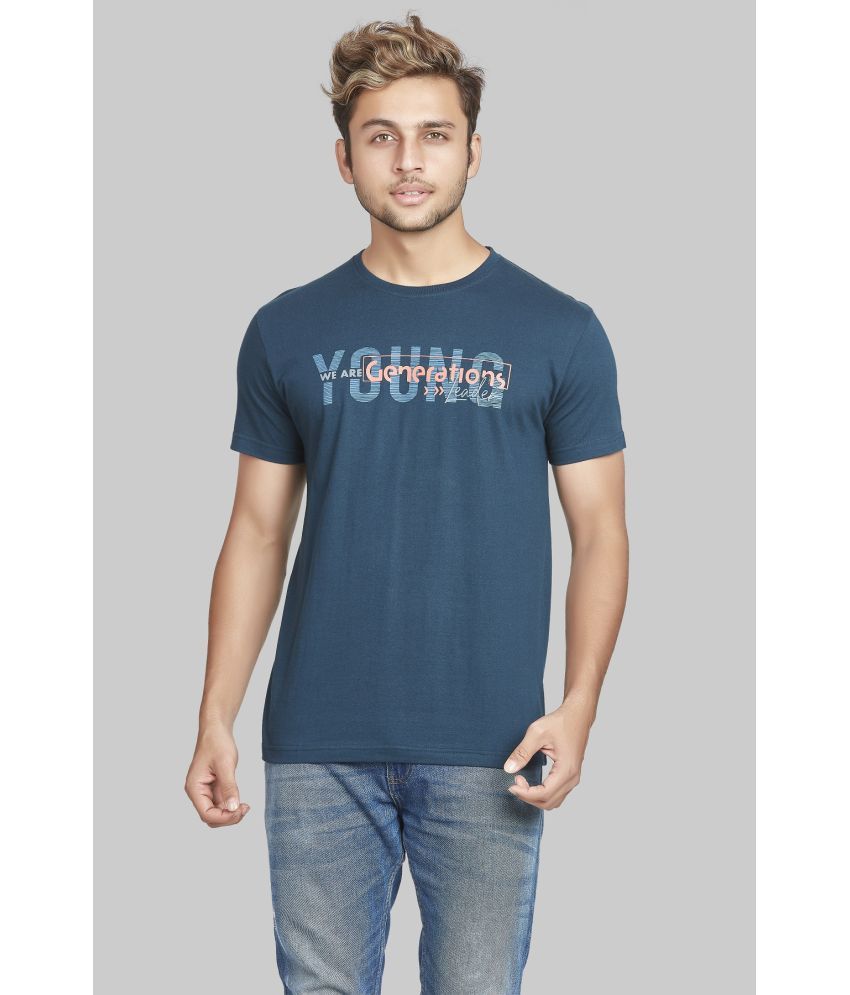     			BLUE COBALT - Navy 100% Cotton Regular Fit Men's T-Shirt ( Pack of 1 )