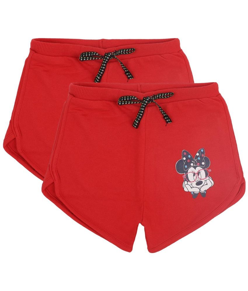     			Bodycare - Red Cotton Girls Cycling Shorts ( Pack of 2 )