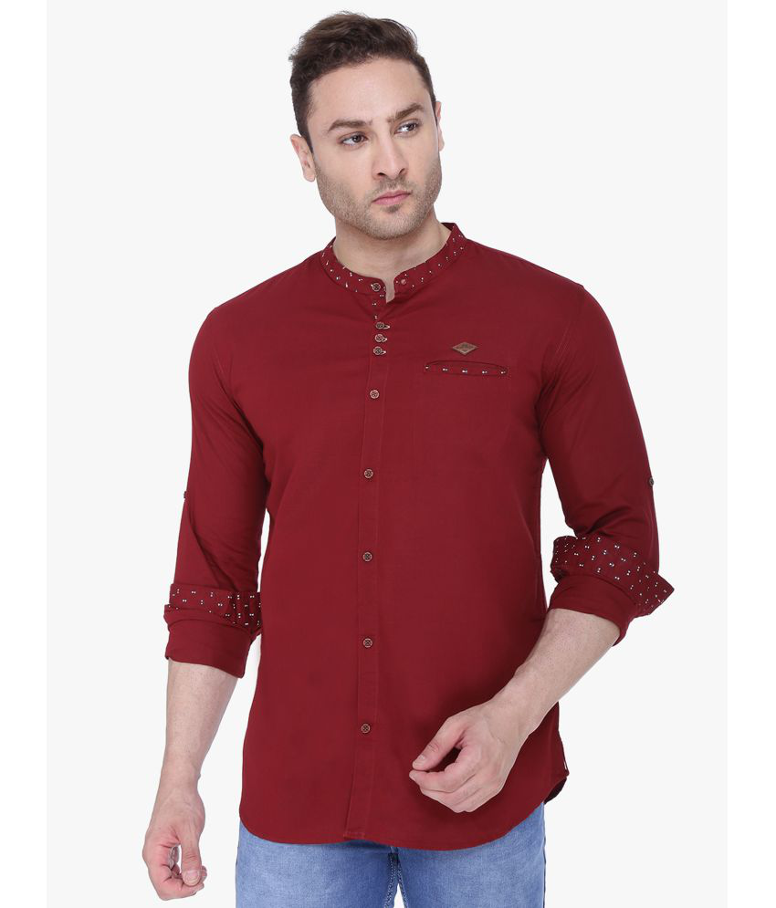     			Kuons Avenue - Maroon Linen Slim Fit Men's Casual Shirt ( Pack of 1 )