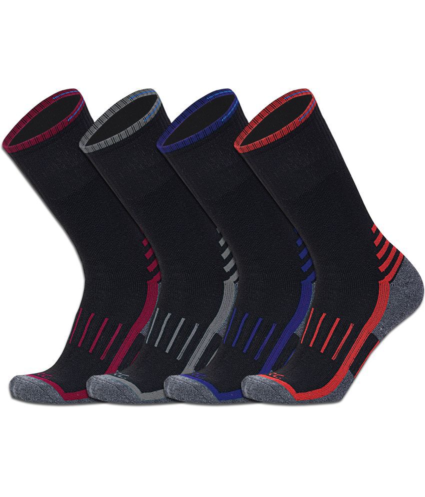     			RC. ROYAL CLASS - Woollen Men's Striped Black Full Length Socks ( Pack of 4 )