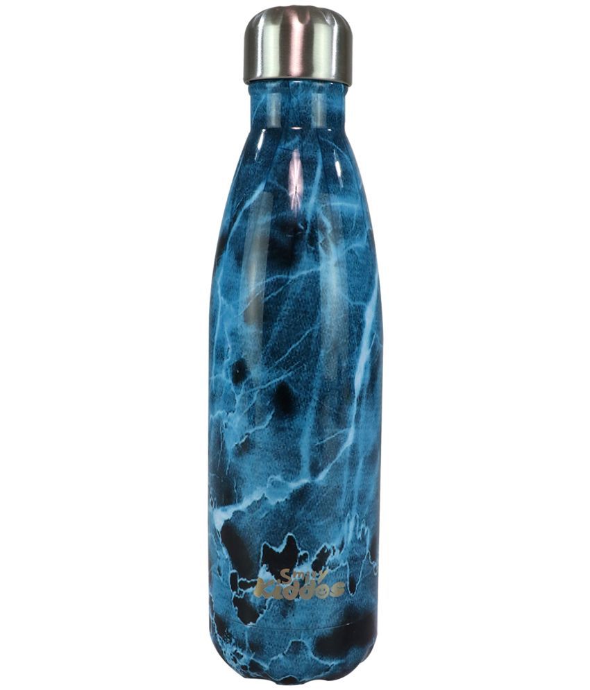     			Smily Kiddos - Steel water bottle - Marble print Blue Blue Water Bottle 500 mL ( Set of 1 )