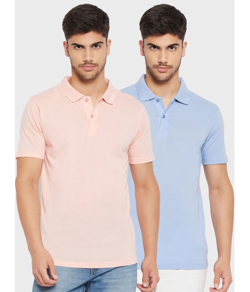     			UNIBERRY - Pink Cotton Blend Regular Fit Men's Polo T Shirt ( Pack of 2 )