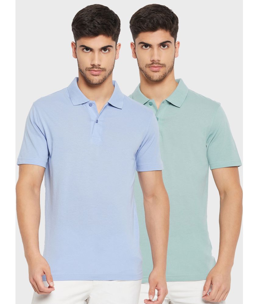     			UNIBERRY - Sea Green Cotton Blend Regular Fit Men's Polo T Shirt ( Pack of 2 )