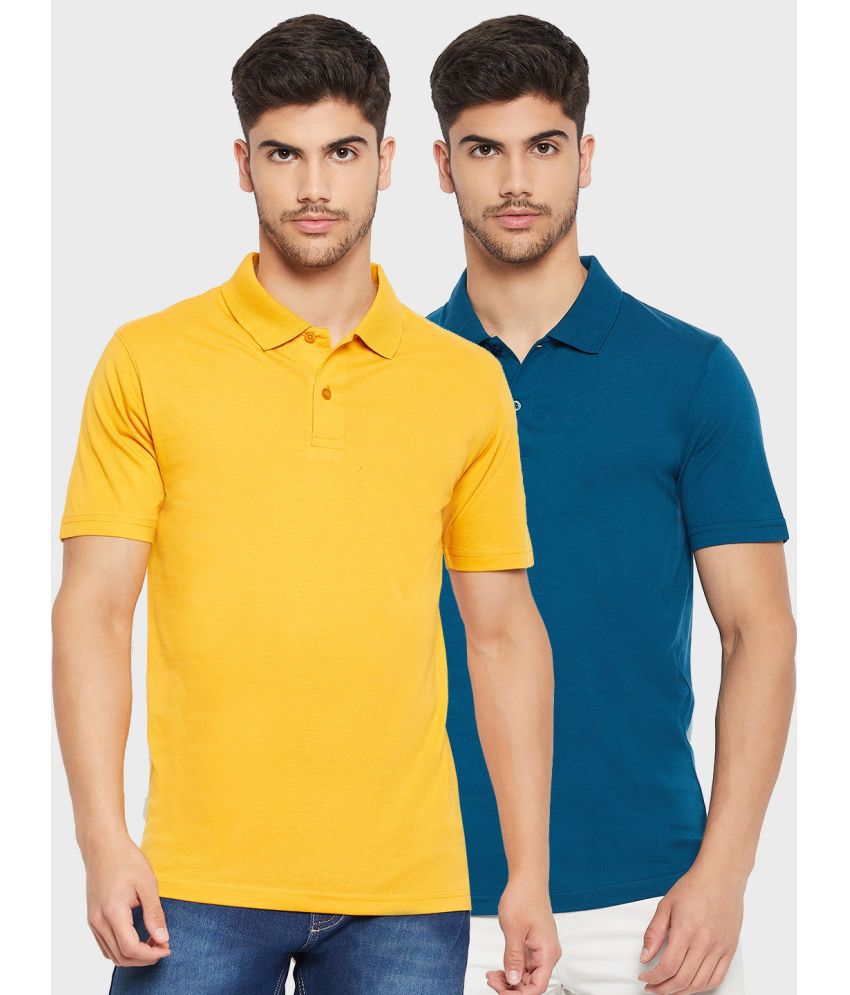     			UNIBERRY - Yellow Cotton Blend Regular Fit Men's Polo T Shirt ( Pack of 2 )