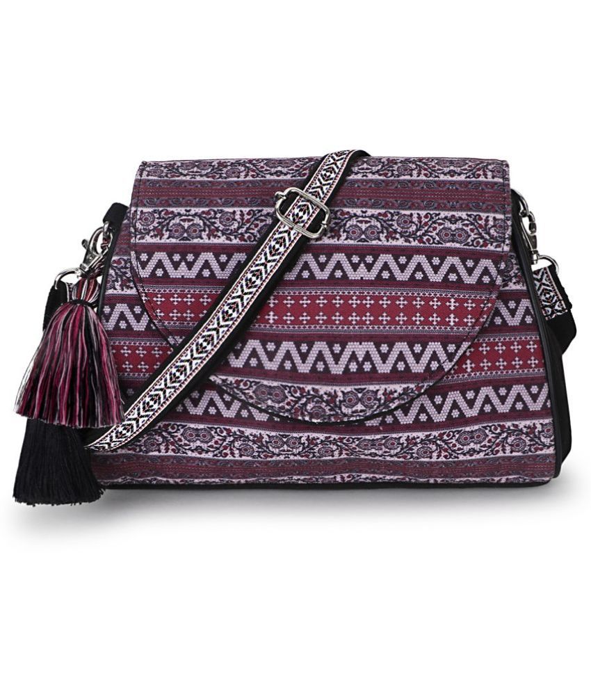     			Anekaant - Wine Fabric Sling Bag