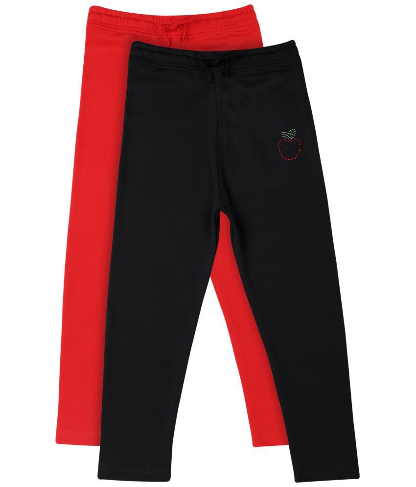     			Bodycare Girls Track Pant Solid Black & Red Medium Pack Of 2