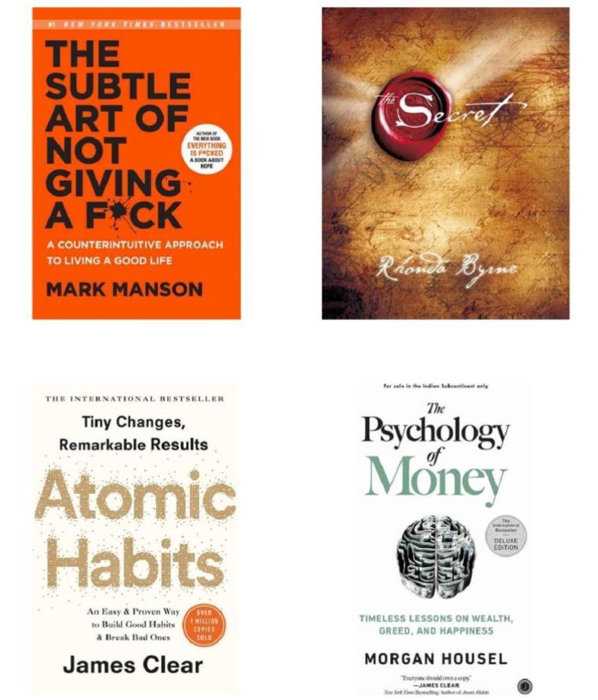     			( Combo Of 4 Pack ) The Subtle Art of Not Giving a F*ck & The Secret & James Habits & The Psychology of Money English Edition Book Paperback - By ( Mark Manson & Rhonda Byrne & James & Morgan Housel  )