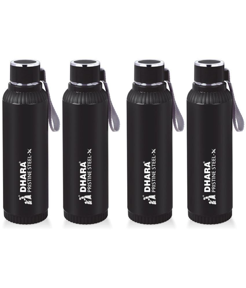     			Dhara Stainless Steel - Quench 900 Insulated Inner Steel 700ml (Pack of 2) Black Water Bottle 700 mL ( Set of 4 )