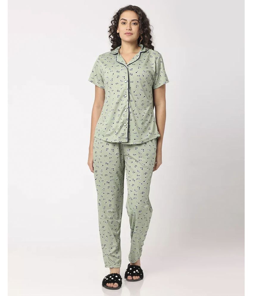     			Fashion By Stacktrail - Green Cotton Women's Nightwear Nightsuit Sets ( Pack of 1 )