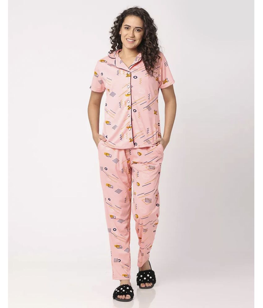     			Fashion By Stacktrail - Pink Cotton Women's Nightwear Nightsuit Sets ( Pack of 1 )