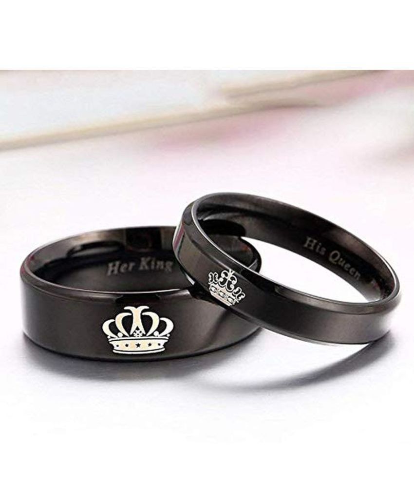     			HEER COLLECTION - Black Couple Ring ( Pack of 2 )