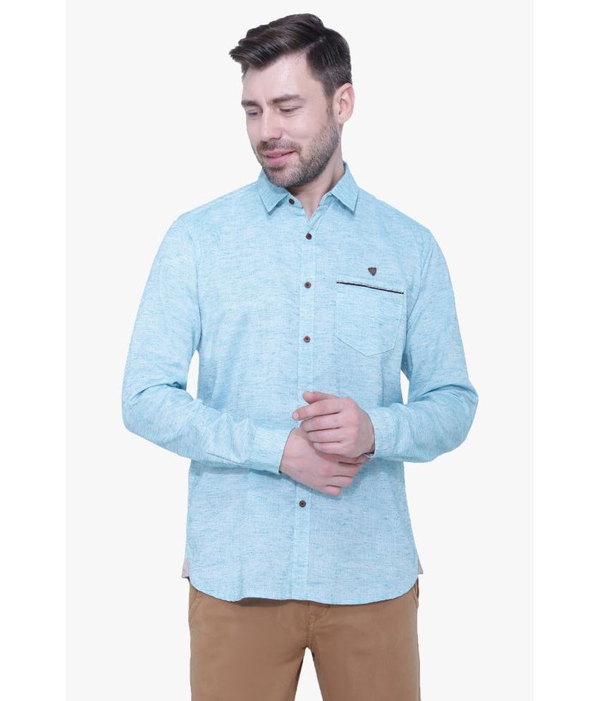     			Kuons Avenue - Blue Linen Slim Fit Men's Casual Shirt ( Pack of 1 )