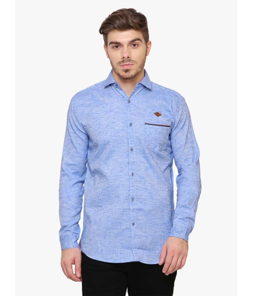     			Kuons Avenue - Light Blue Linen Slim Fit Men's Casual Shirt ( Pack of 1 )