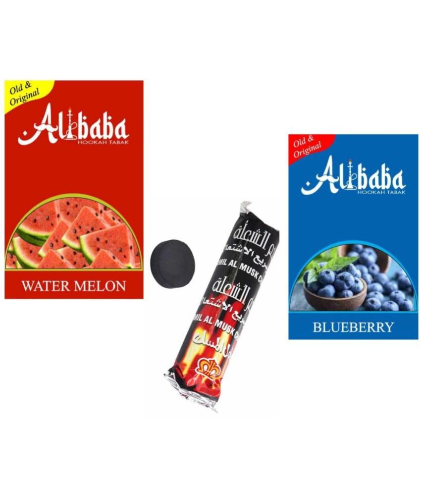     			Alibaba Hookah Flavors Water Melon, Blue Berry With Coal (Pack Of 3)
