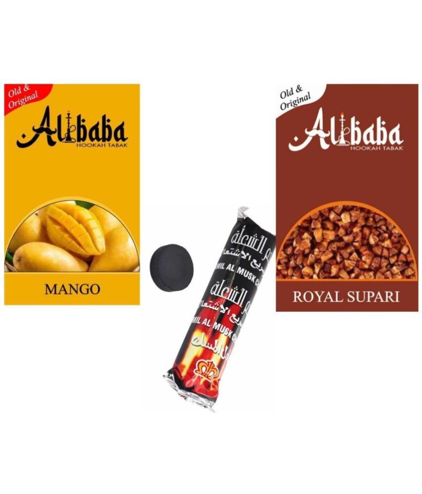     			Alibaba Hookah Flavors Mango, Royal Supari With Coal (Pack of 3)
