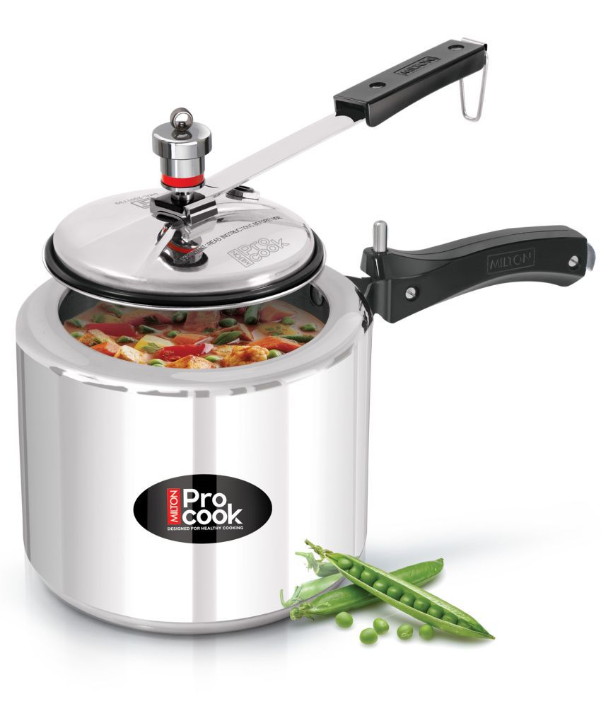     			Milton Pro Cook Aluminium Induction Pressure Cooker With Inner Lid, 3 litre, Silver