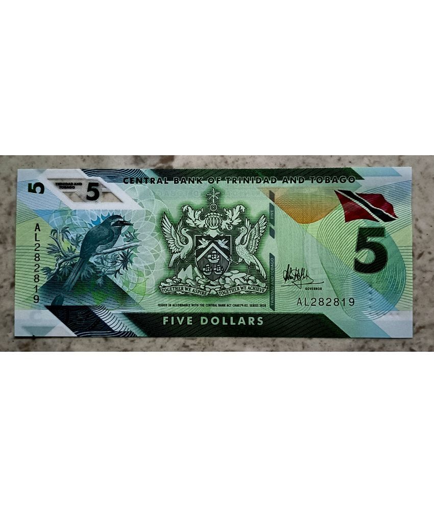     			SUPER ANTIQUES GALLERY - TRINIDAD AND TOBAGO 5 DOLLAR POLYMER 1 Paper currency & Bank notes