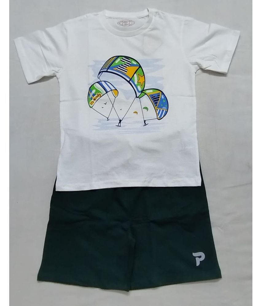     			Cherry Tree Pack of 1 Boys Cotton Blend T-Shirt & Shorts ( Green )