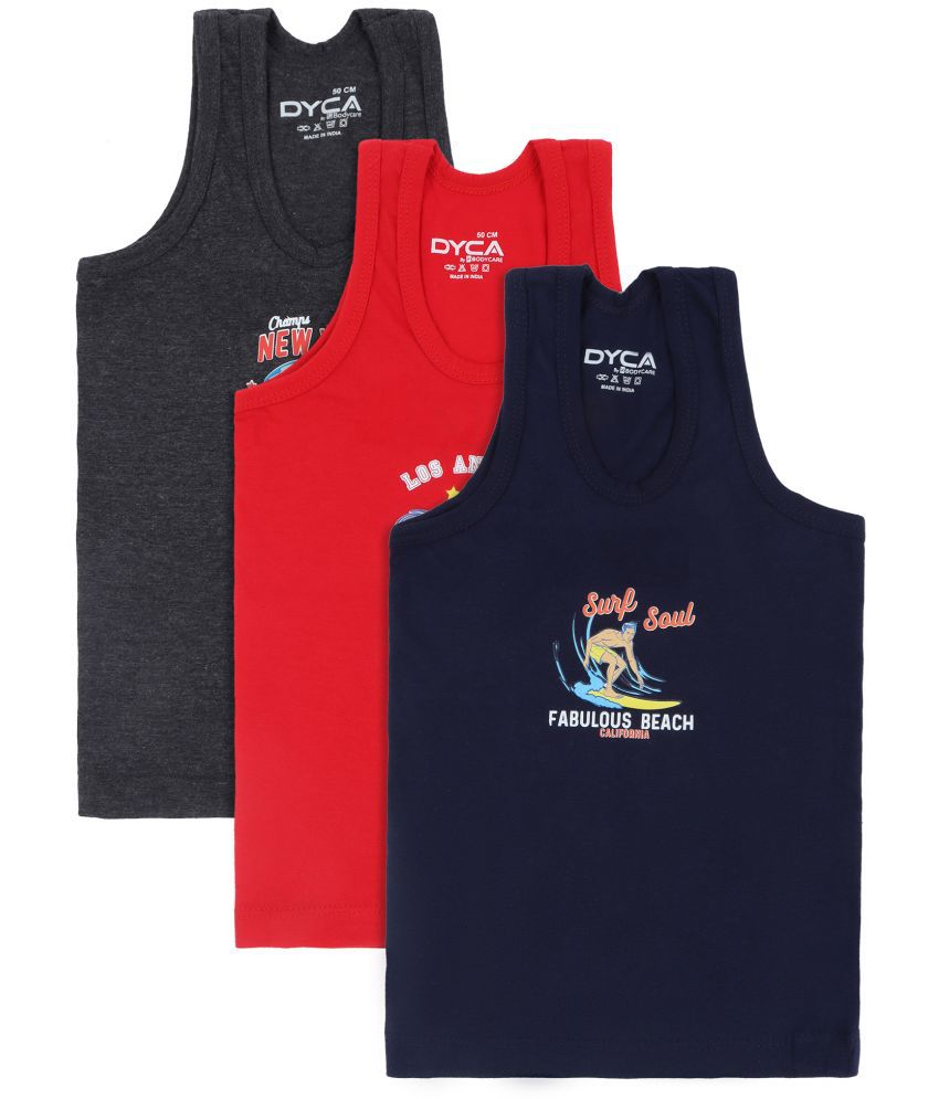     			Dyca Boys Printed Vest Round Neck Sleeveless Assorted Pack Of 3