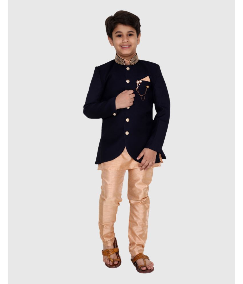     			Fourfolds Cotton Blend Sherwani For Boys ( Pack of 1 , Blue )