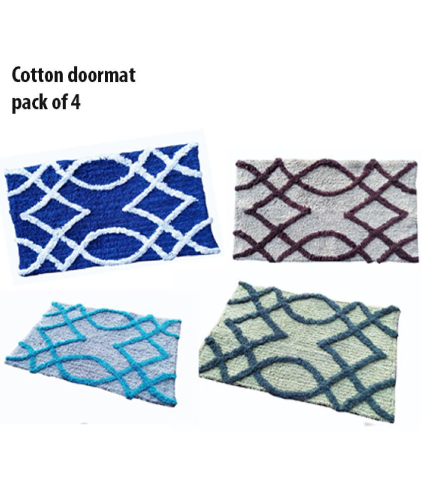     			HOMETALES - Anti-skid Cotton Door Mat ( 60 X 40 cm ) Set of 4 - Yellow