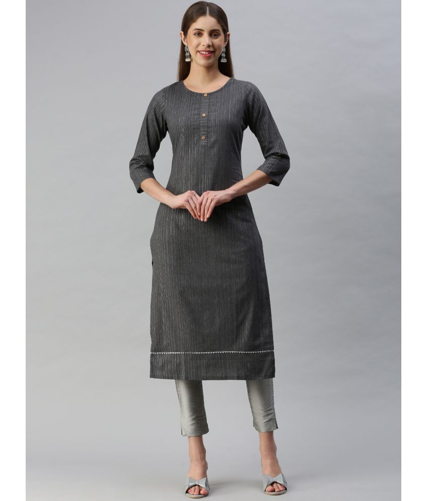     			Hritika - Grey Cotton Blend Women's Straight Kurti ( Pack of 1 )