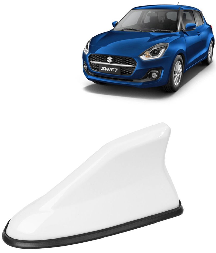     			Kingsway Shark Fin Antenna Roof Aerial Base AM FM Redio Signal, Replace Existing Car Antenna, Waterproof Rubber Ring with ABS Body, Universal Fit for Maruti Suzuki Swift 2021 Onwards, 1 Piece - White