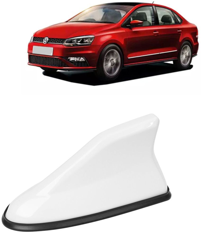     			Kingsway Shark Fin Antenna Roof Aerial Base AM FM Redio Signal, Replace Existing Car Antenna, Waterproof Rubber Ring with ABS Body, Universal Fit for Volkswagen Vento 2017 Onwards, 1 Piece - White