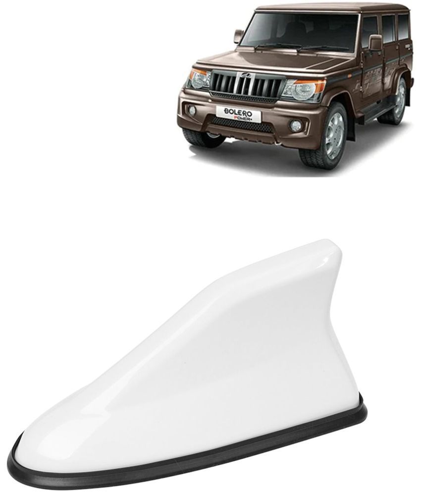     			Kingsway Shark Fin Antenna Roof Aerial Base AM FM Redio Signal, Replace Existing Car Antenna, Waterproof Rubber Ring with ABS Body, Universal Fit for Mahindra Bolero 2020 Onwards, 1 Piece - White