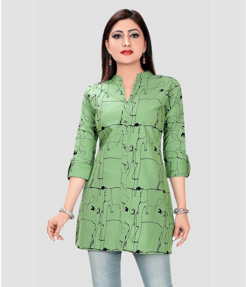     			Meher Impex - Green Cotton Blend Women's Tunic ( Pack of 1 )