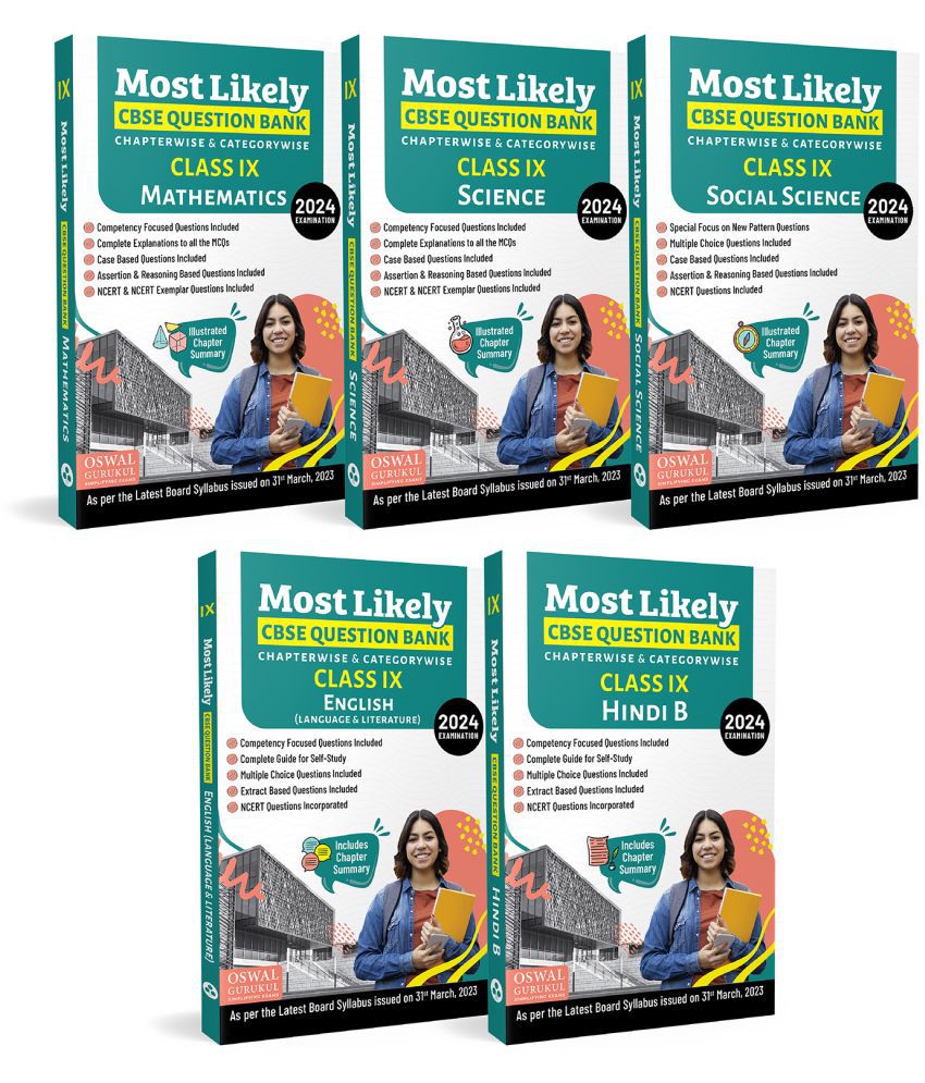     			Oswal-Gurukul Most Likely CBSE Question Bank Class 9 Bundles (Set of 5) : Maths, Science, Social Science, English & Hindi-B for Exam 2024