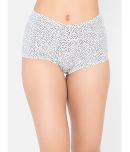 Clovia Nylon Printed Women's Boy Shorts ( White )