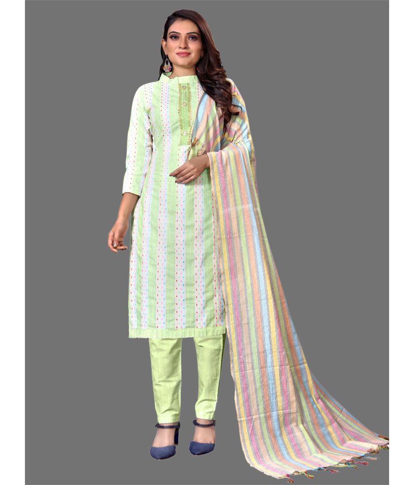     			Apnisha - Unstitched Green Cotton Dress Material ( Pack of 1 )