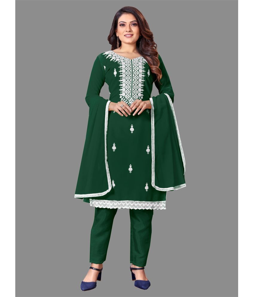     			Apnisha - Unstitched Green Georgette Dress Material ( Pack of 1 )