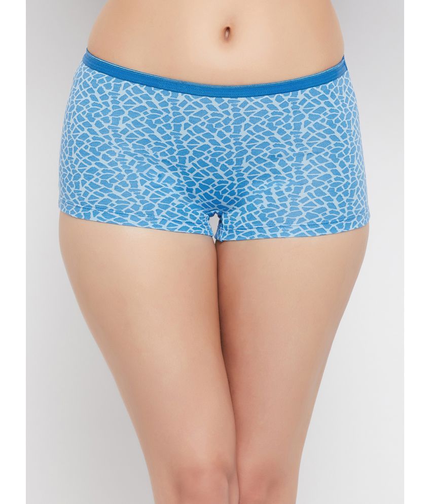     			Clovia - Blue Cotton Printed Women's Boy Shorts ( Pack of 1 )