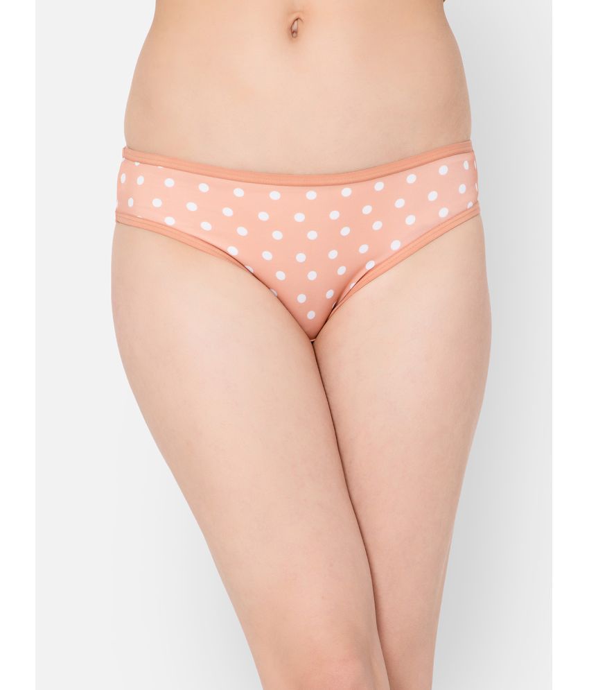     			Clovia - Peach Nylon Printed Women's Bikini ( Pack of 1 )