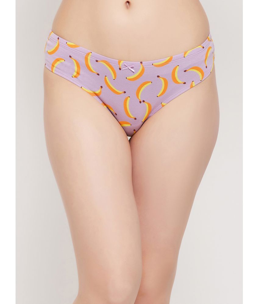     			Clovia Cotton Printed Women's Bikini ( Purple )