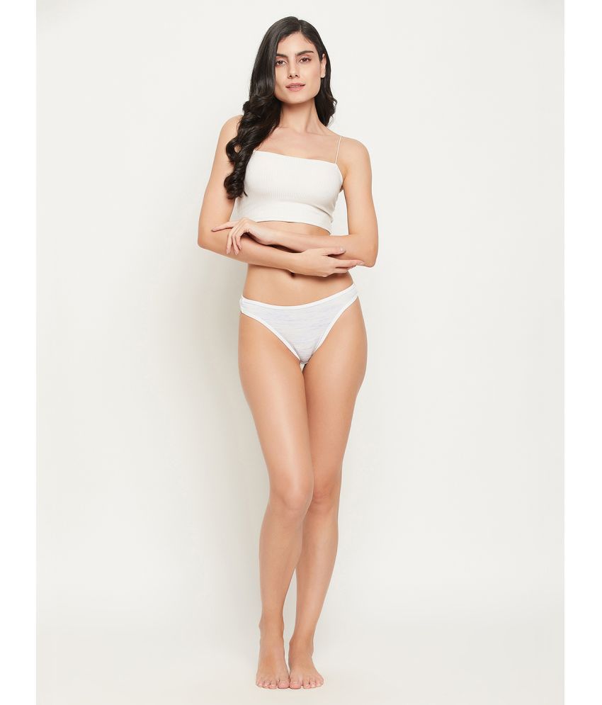     			Clovia - White Cotton Solid Women's Bikini ( Pack of 1 )