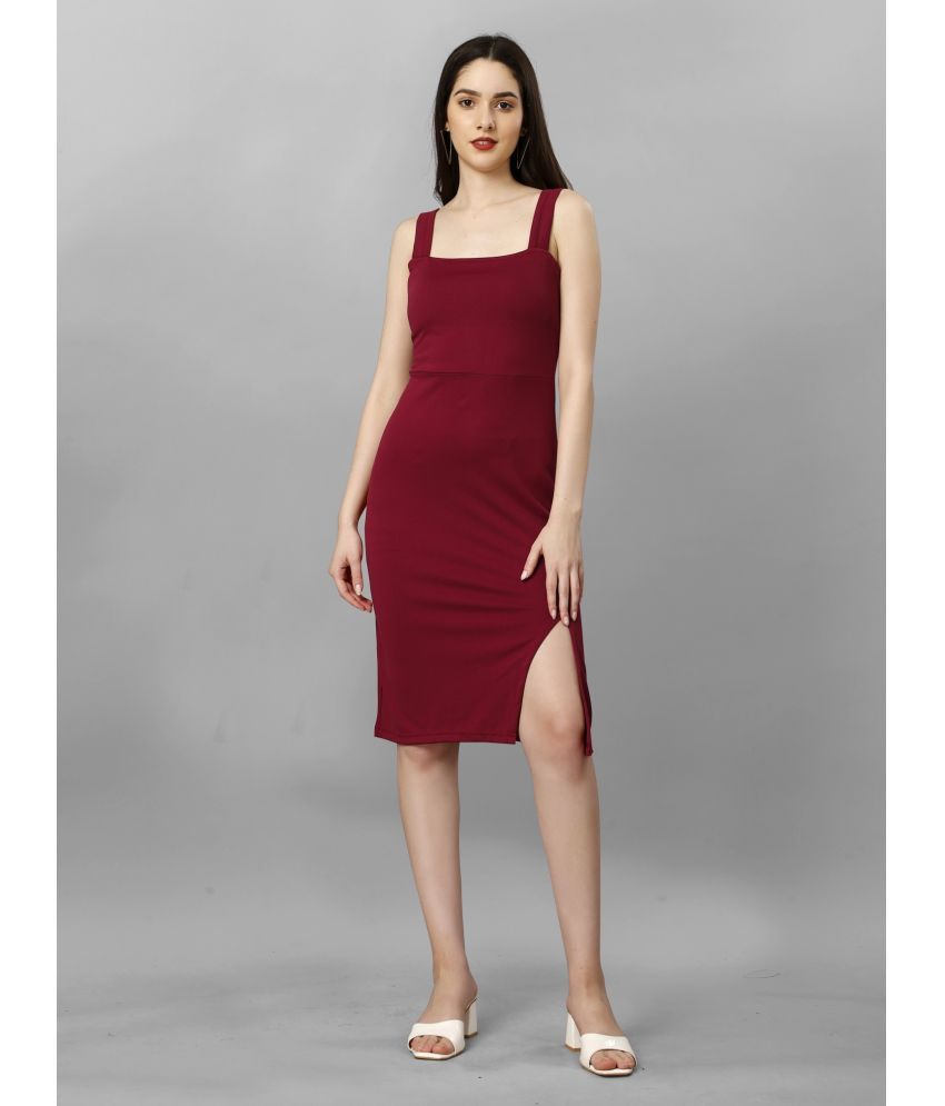     			JULEE - Maroon Polyester Women's Cut Out Dress ( Pack of 1 )