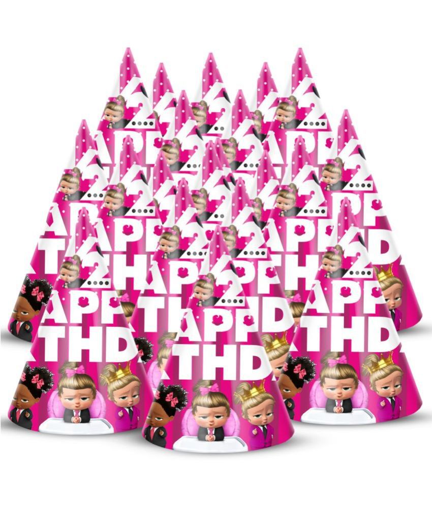     			ZYOZI Girl Boss Baby Theme Half Birthday Party Hats, 6 month Birthday Cone Party Hats for Girls Birthday Party - Girl Boss Baby theme 1/2 Birthday Party Supplies and Decorations (Pack of 20)