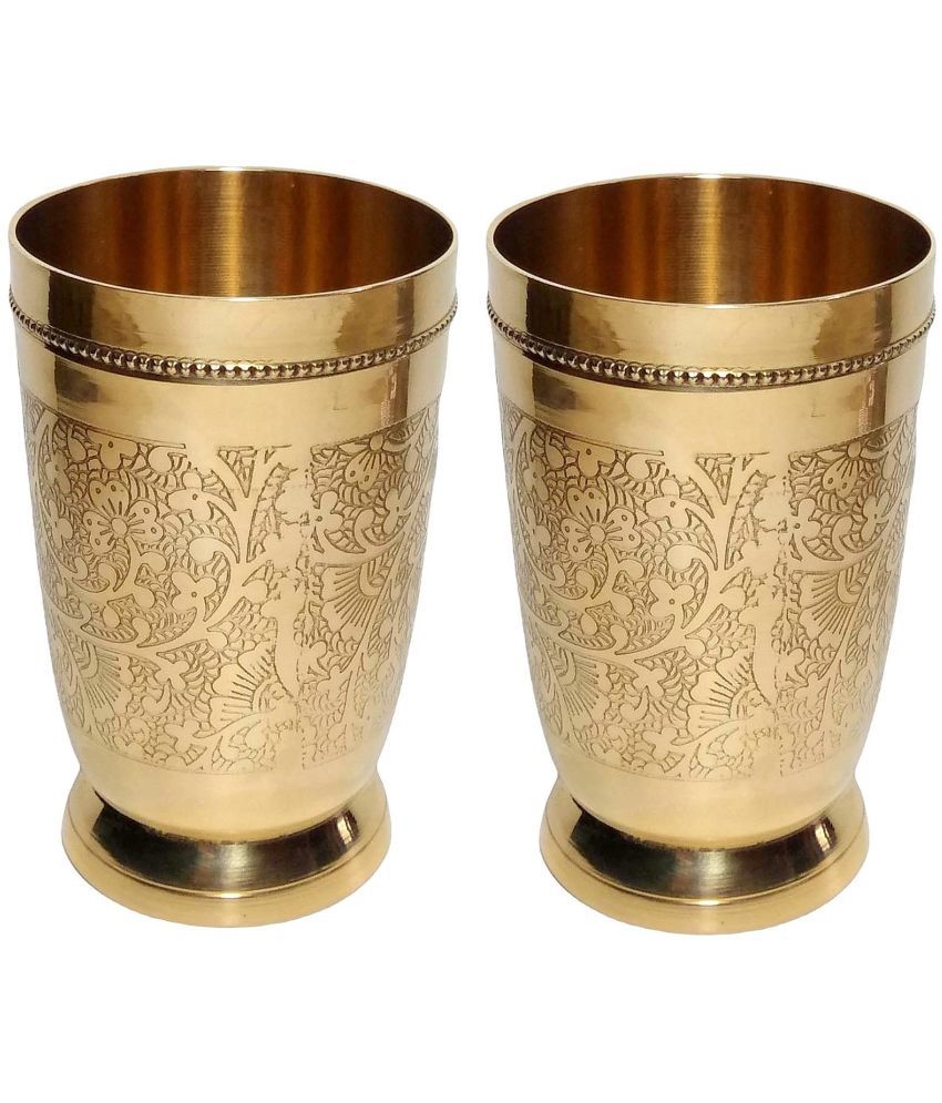     			A & H ENTERPRISES - Heavy Water Use Brass Glasses Set 250 ml ( Pack of 2 )