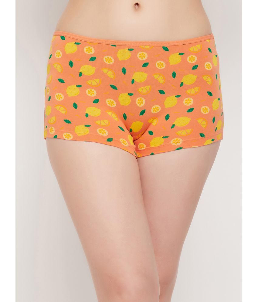     			Clovia - Orange Cotton Printed Women's Boy Shorts ( Pack of 1 )