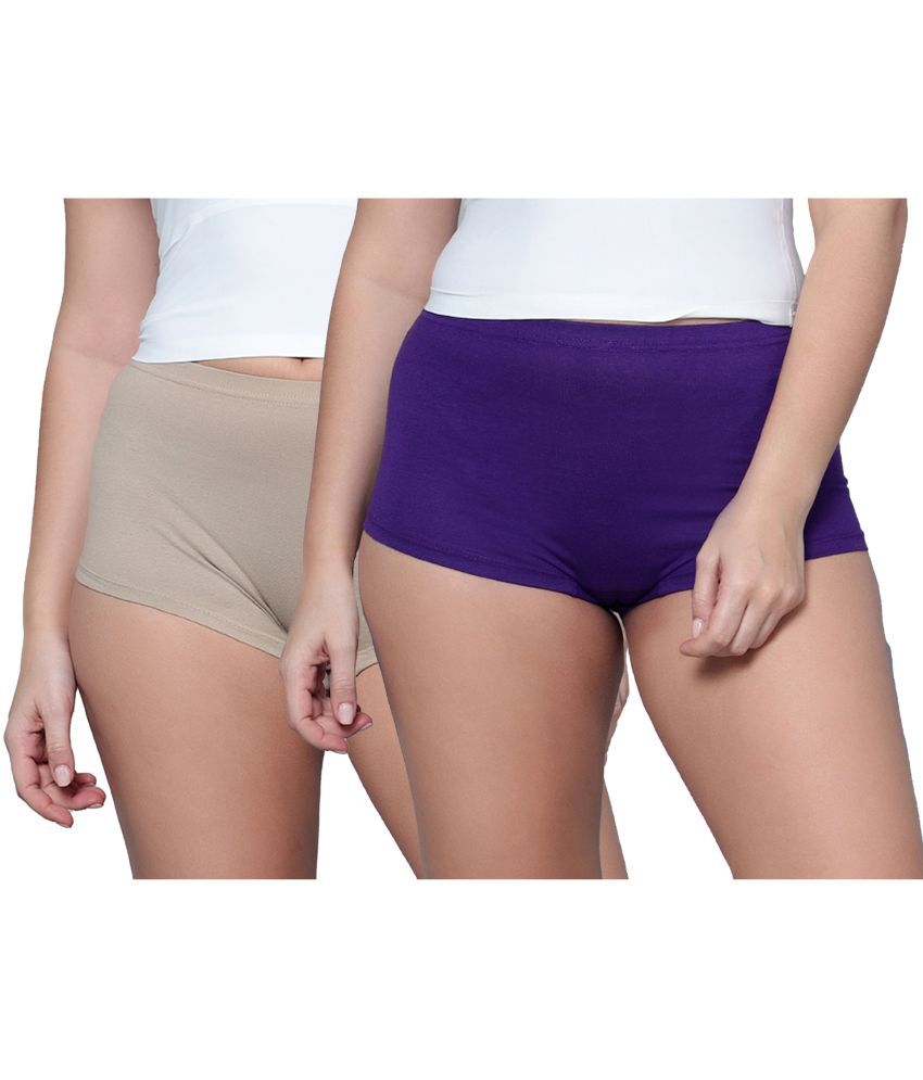     			Diaz Pack of 2 Cotton Solid Women's Boy Shorts ( Multicolor )