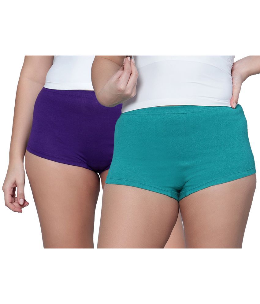     			Diaz - Multicolor Cotton Solid Women's Boy Shorts ( Pack of 2 )