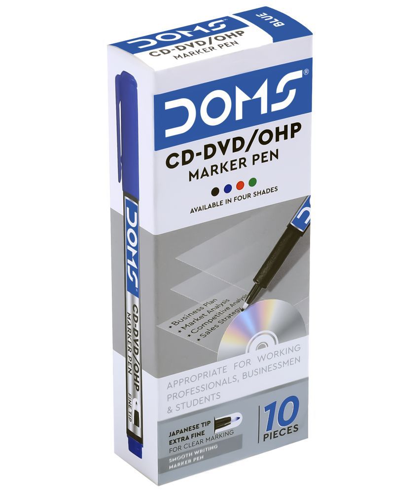     			DOMS Non- Toxic CD-DVD/OHP Marker Blue Pack of 20