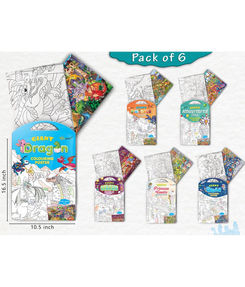     			GIANT PRINCESS CASTLE COLOURING , GIANT CIRCUS COLOURING , GIANT DINOSAUR COLOURING , GIANT AMUSEMENT PARK COLOURING , GIANT SPACE COLOURING  and GIANT DRAGON COLOURING  | Combo of 6 s I Collection of most loved products for kids